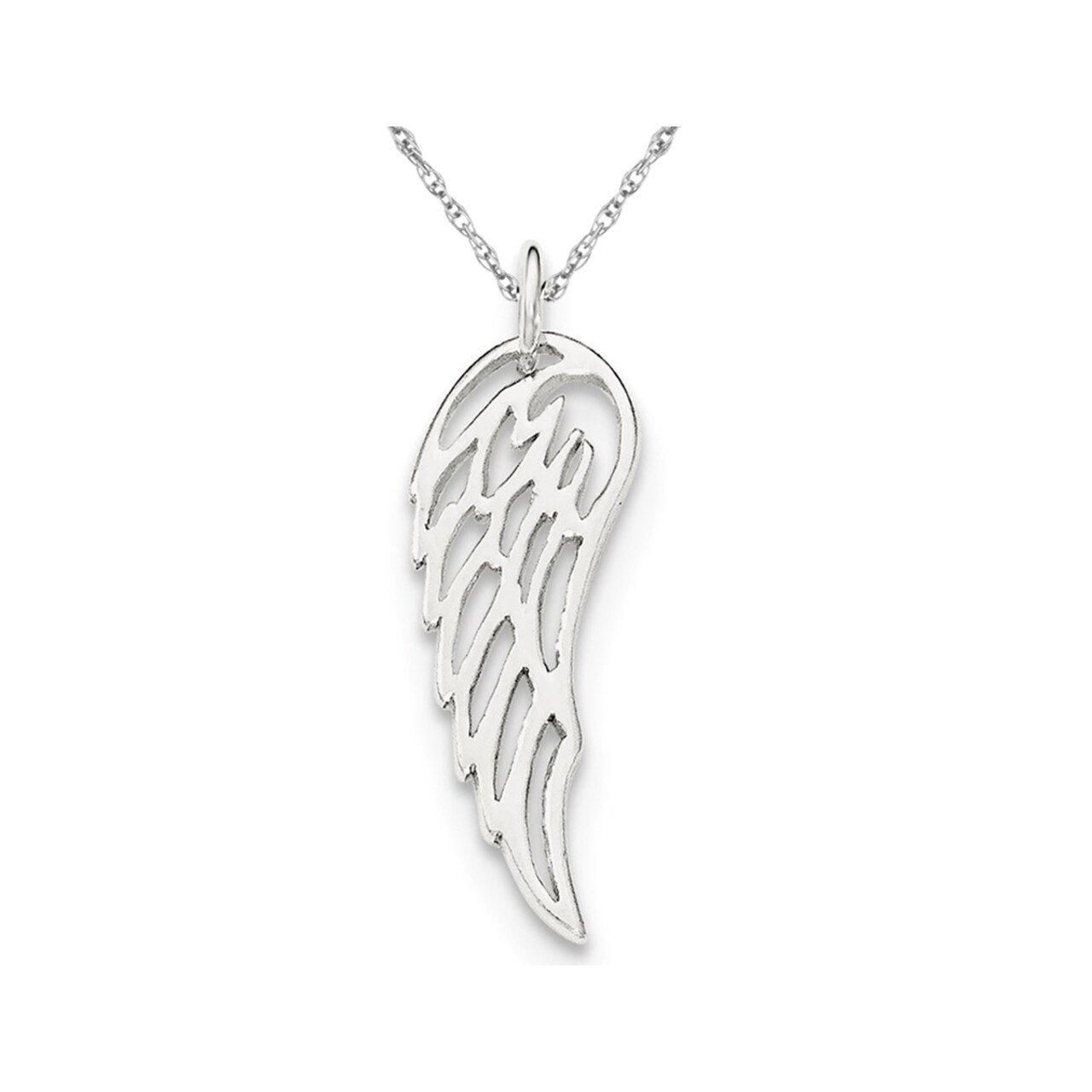 Gem And Harmony Sterling Silver Angel Wing Pendant Necklace with Chain